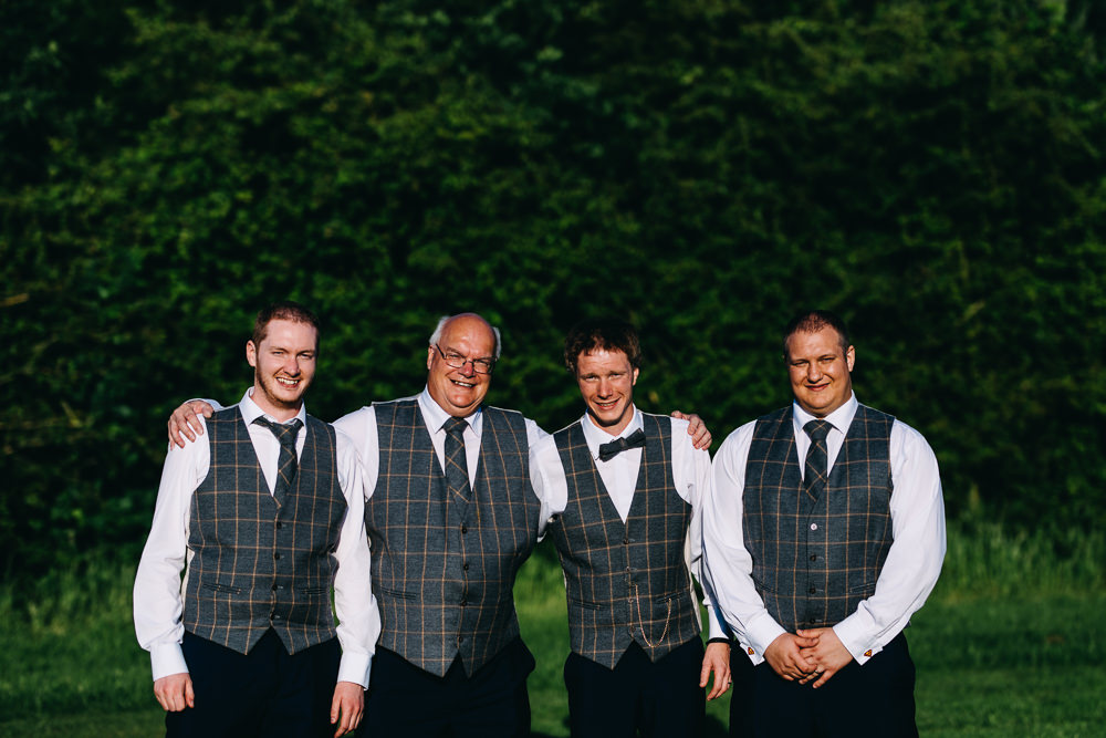 Groom Suit Bow Tie Groomsmen Waistcoat Bawdon Lodge Farm Wedding Hannah Hall Photography