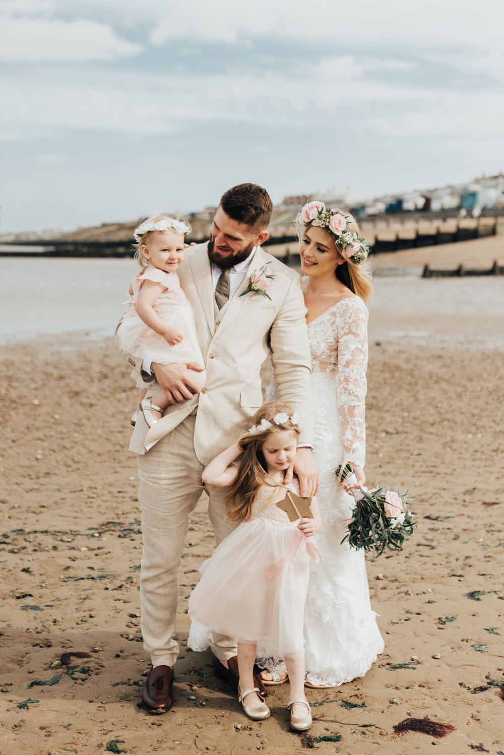 Groom Suit Pale Sand Linen Tweed Tie Pink Rose Buttonhole Loafers Beacon House Wedding Elopement Rebecca Carpenter Photography