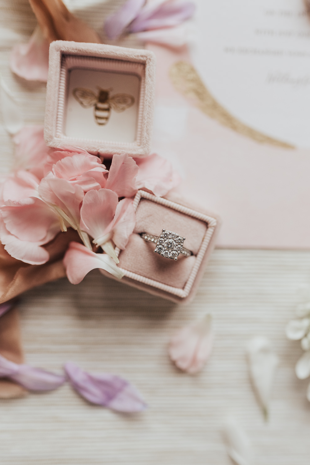 Velvet Ring Box Pink Engagement Band Beacon House Wedding Elopement Rebecca Carpenter Photography
