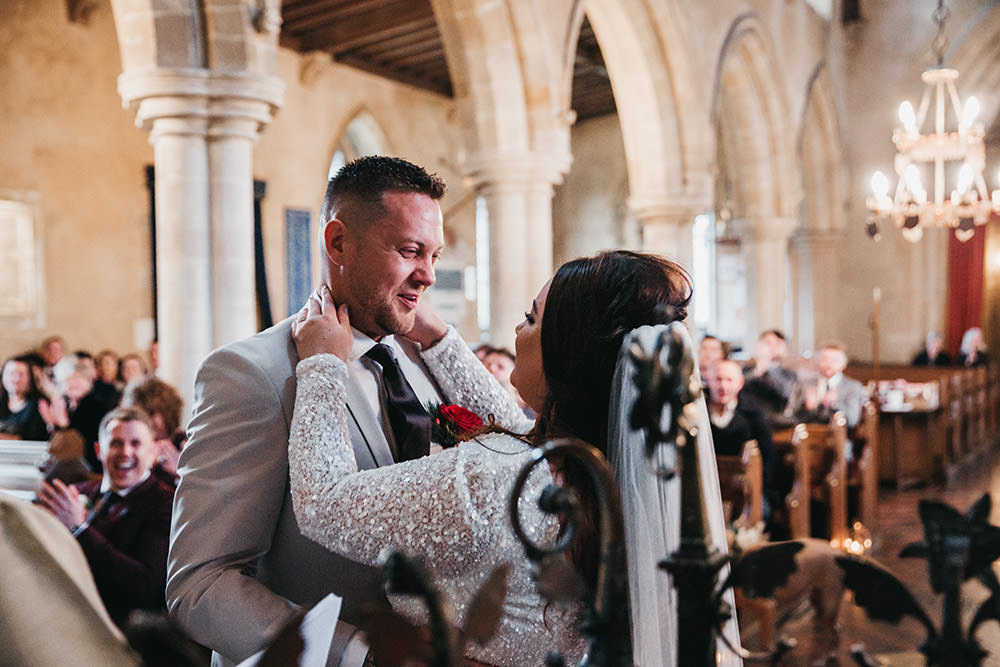 Bride Bridal Separates Sparkly Long Sleeve Fish Tail Button Back Groom Cream Waistcoat Suit Veil Big Barn Wedding Ashley The Vedrines Photography