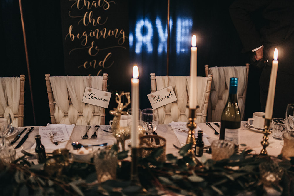 Chiffon Braid Back Chair Greenery Brass Candlesticks Big Barn Wedding Ashley The Vedrines Photography