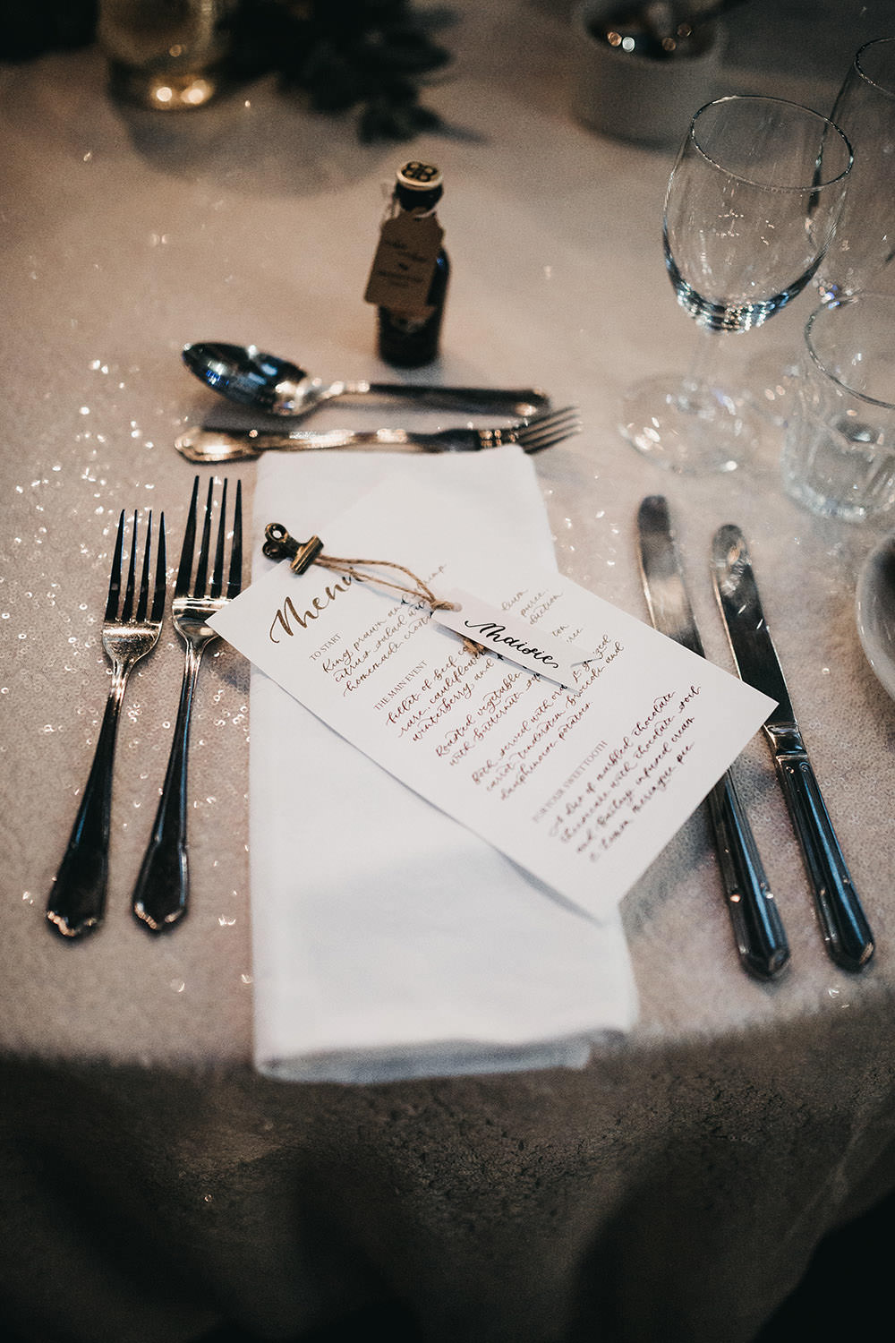 Menu Tag Name Place Table Setting Big Barn Wedding Ashley The Vedrines Photography