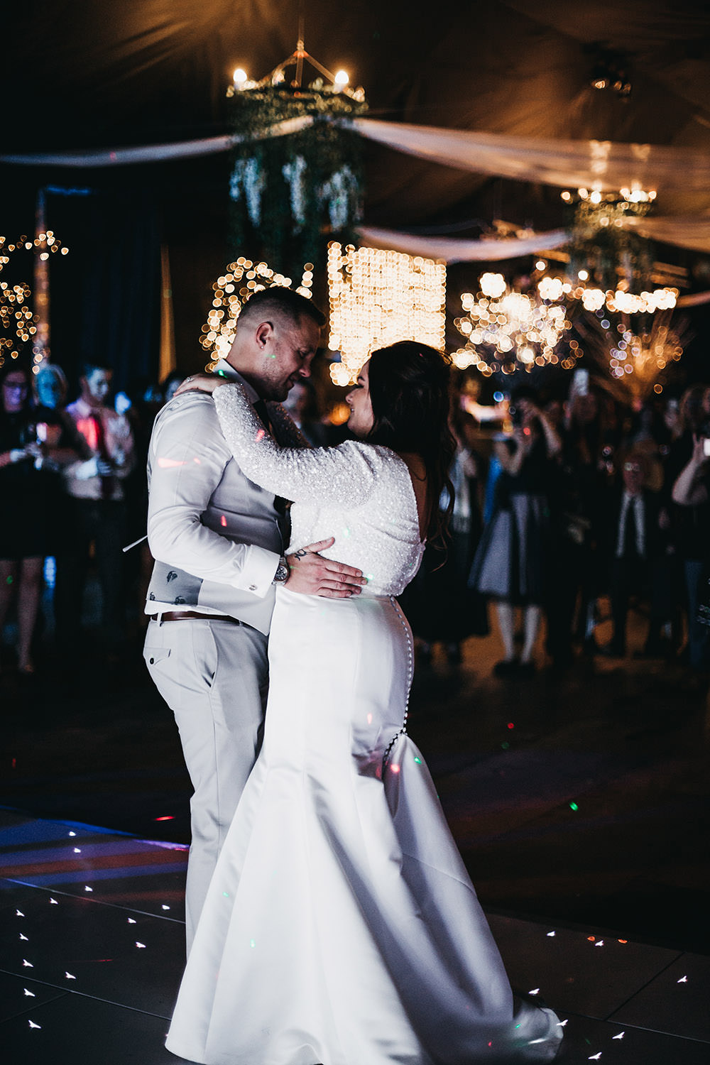 Bride Bridal Separates Sparkly Long Sleeve Fish Tail Button Back Groom Cream Waistcoat Suit Big Barn Wedding Ashley The Vedrines Photography