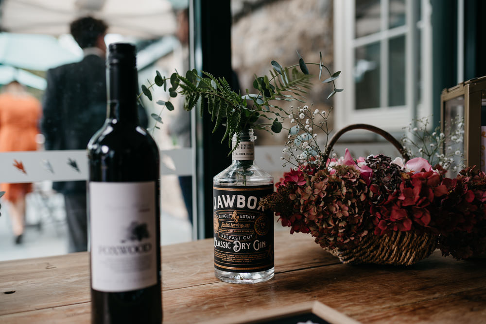 Bottle Flowers Greenery Bodnant Welsh Food Wedding Elaine Williams Photography