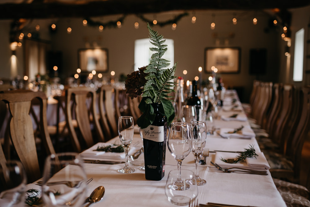 Bottle Flowers Greenery Foliage Bodnant Welsh Food Wedding Elaine Williams Photography