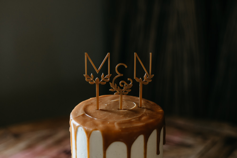 Cake Gold Drip Modern Topper Bodnant Welsh Food Wedding Elaine Williams Photography