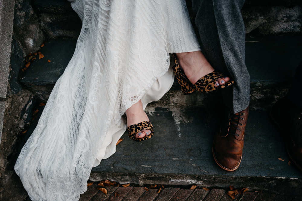 Leopard Print Shoes Bride Bridal Bodnant Welsh Food Wedding Elaine Williams Photography