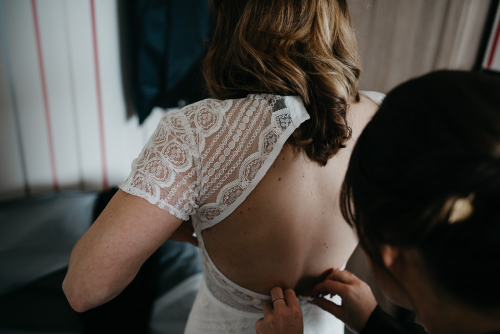 Dress Gown Bride Bridal Lenora Wtoo Watters Lace Sleeves Bodnant Welsh Food Wedding Elaine Williams Photography