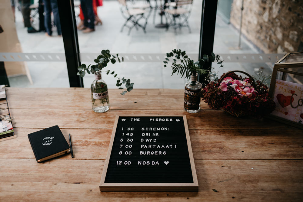 Peg Board Sign Signage Bodnant Welsh Food Wedding Elaine Williams Photography