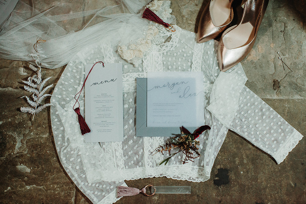 Stationery Invites Invitations Glassine Calligraphy Bohemian Music Folk Wedding Ideas Gail Secker Photography