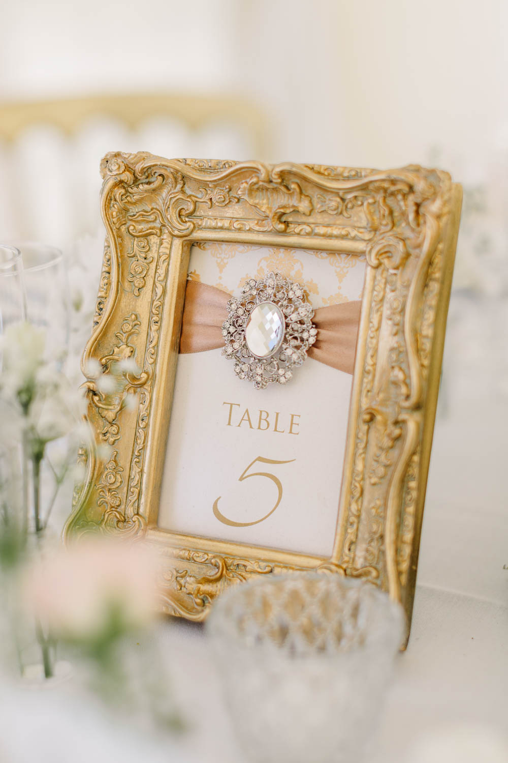 Table Number Gold Guilt Frame Classic Elegant Brewerstreet Farmhouse Wedding Danielle Smith Photography