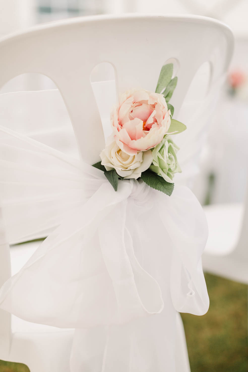 Chair Tie Back Peony Voile Tulle Sash Brewerstreet Farmhouse Wedding Danielle Smith Photography
