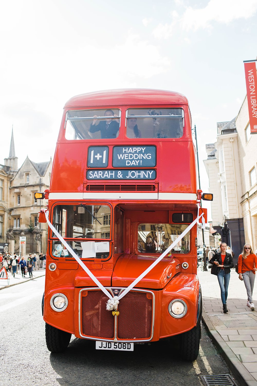 London Red Bus Transport Cherwell Boathouse Wedding Claudia Rose Carter Photography