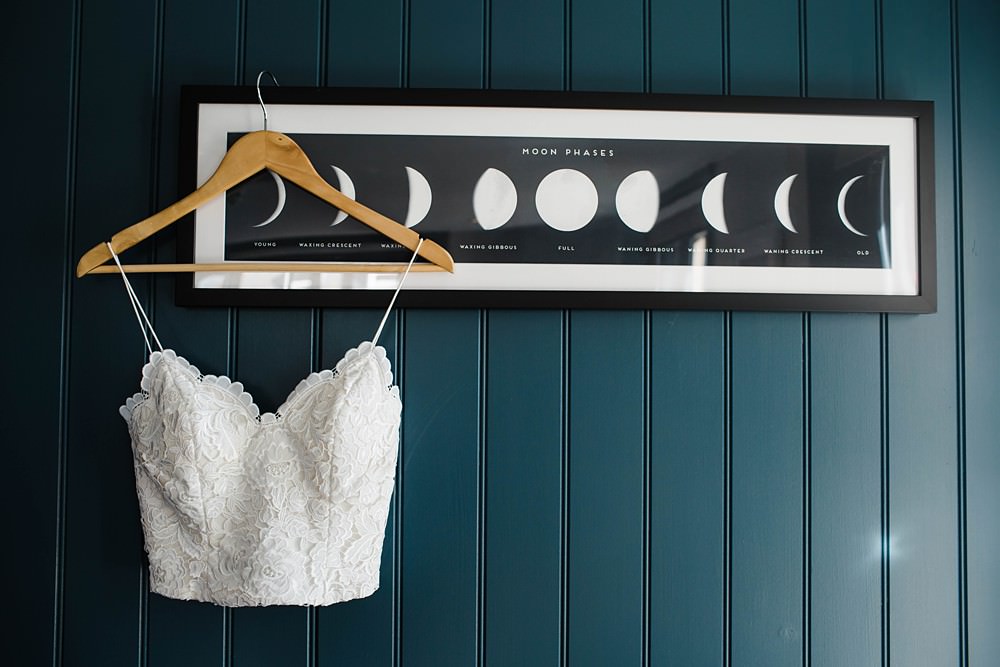 Celestial Moon Phase Print Art Dress Shot Photo Cherwell Boathouse Wedding Claudia Rose Carter Photography