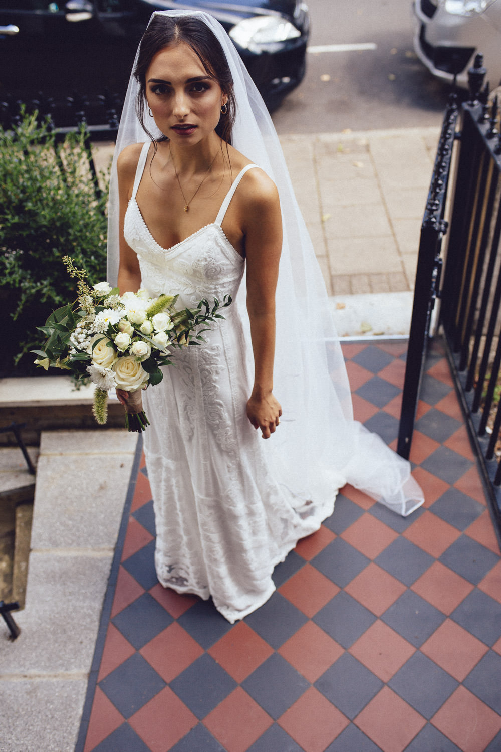 Dress Gown Bride Bridal Veil Grace Loves Lace Straps Train Clapton Country Club Wedding Curious Rose Photography