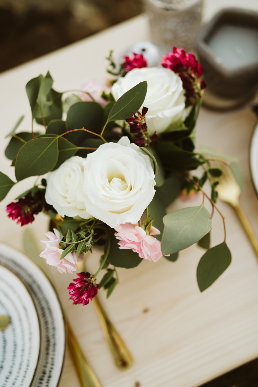 Table Flowers Foliage Greenery Rose Berry Clifftop Portugal Wedding Ideas John Barwood Photography