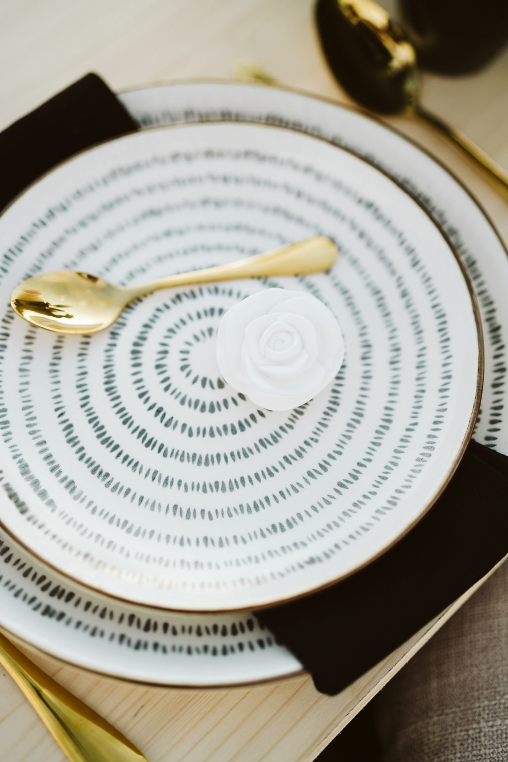 Black White Places Gold Cutlery Clifftop Portugal Wedding Ideas John Barwood Photography