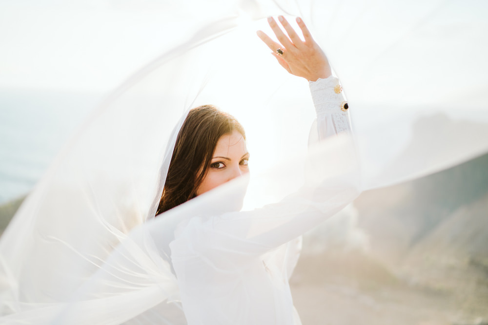 Bride Bridal Veil Long Clifftop Portugal Wedding Ideas John Barwood Photography