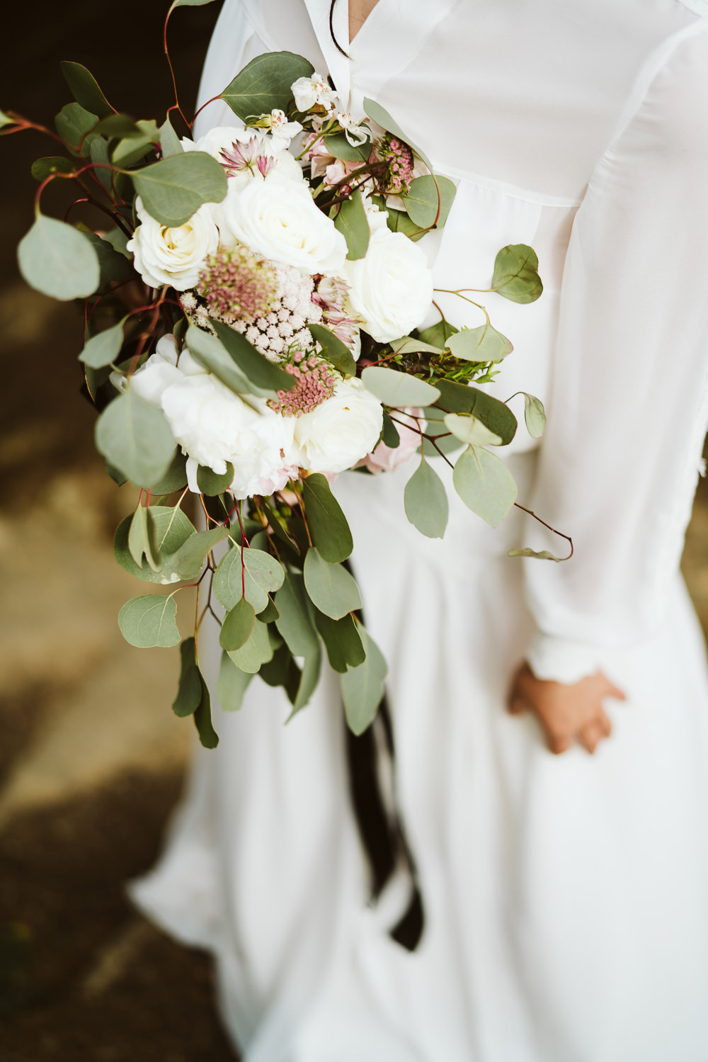 Bouquet Flowers Bride Bridal Black Ribbon Foliage Greenery Rose Berry Clifftop Portugal Wedding Ideas John Barwood Photography