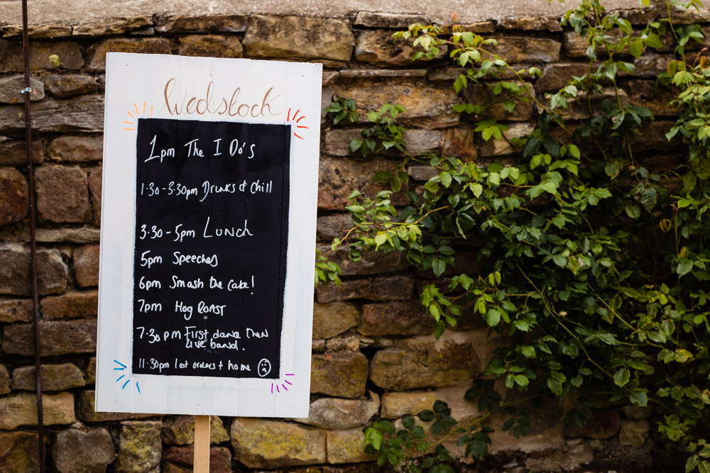 Chalk Black Board Sign Timings Signage Colourful Festival Party Wedding Emma and Rich Photography