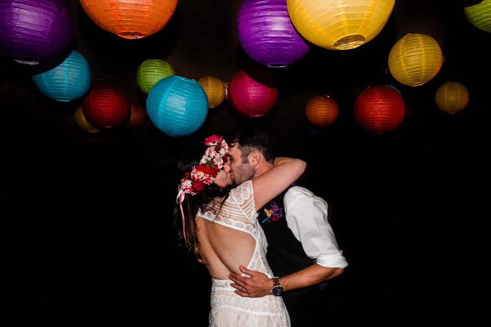 Tipi Lanterns Decor Rustic Tables Rainbow Decor Colourful Festival Party Wedding Emma and Rich Photography