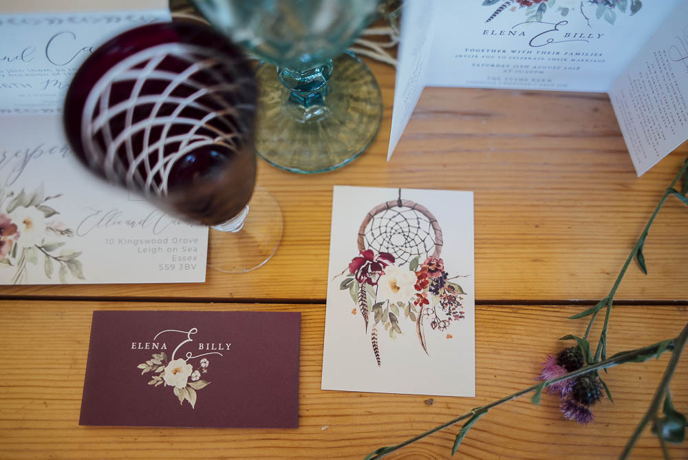 Stationery Invitations Invites Dreamcatcher Florals Colourful Pretty Floral Tipi Boho Wedding Ideas Purple Pear Tree Photography