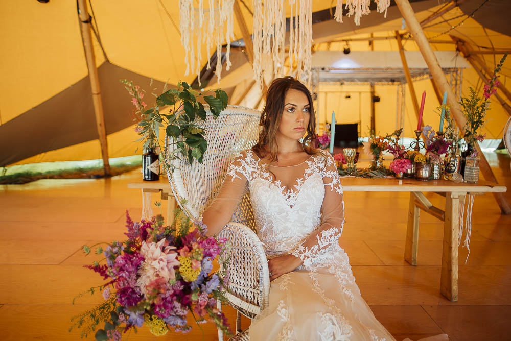 Tablescape Table Decor Rustic Tipi Macrame Backdrop Colourful Pretty Floral Tipi Boho Wedding Ideas Purple Pear Tree Photography