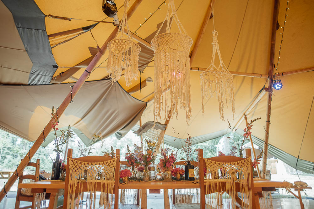 Tablescape Table Decor Rustic Tipi Macrame Backdrop Colourful Pretty Floral Tipi Boho Wedding Ideas Purple Pear Tree Photography