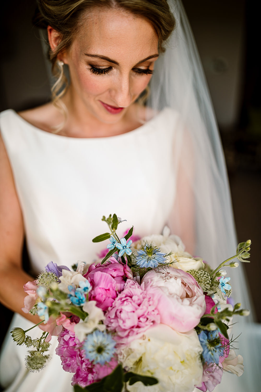 Bouquet Flowers Bride Bridal Pink Cream Peony Peonies Coniston Hotel Wedding Hayley Baxter Photography