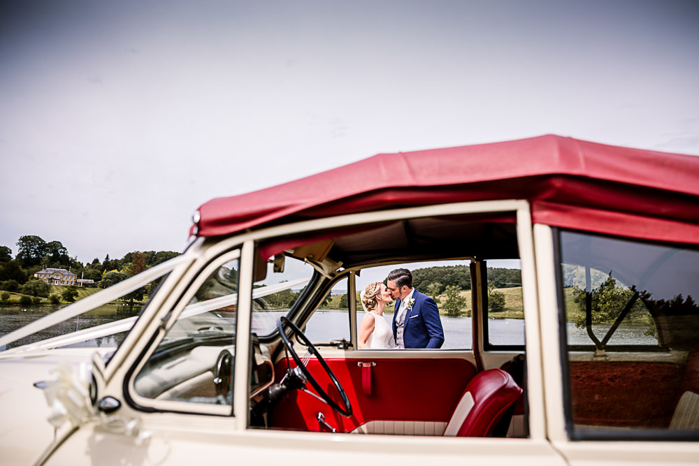 Classic Car Transport Convertible Coniston Hotel Wedding Hayley Baxter Photography