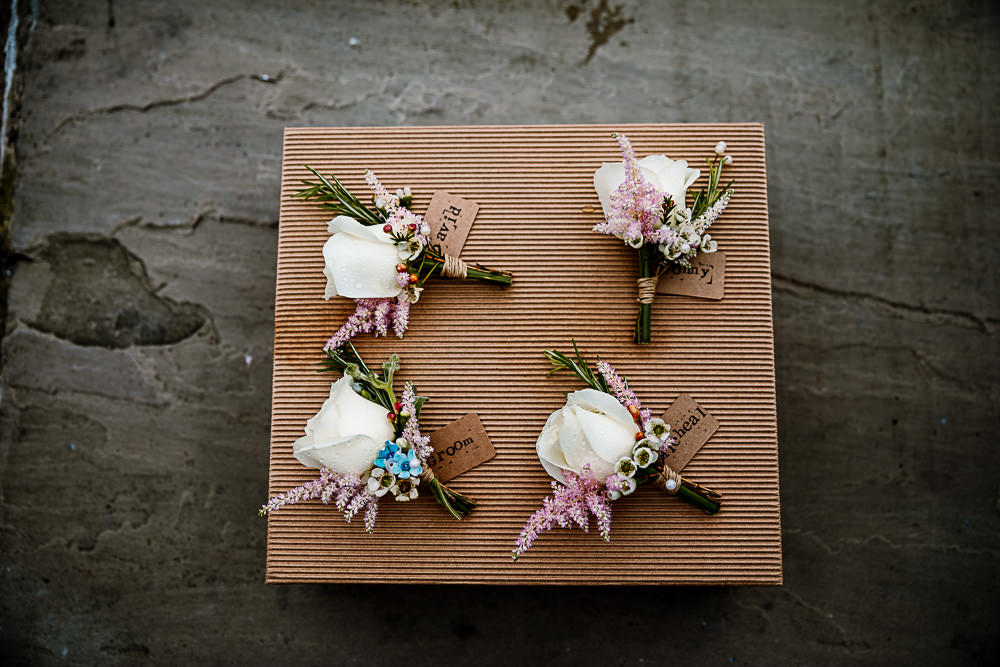 Buttonhole Flowers Groom Rose Pink Cream Blue Coniston Hotel Wedding Hayley Baxter Photography
