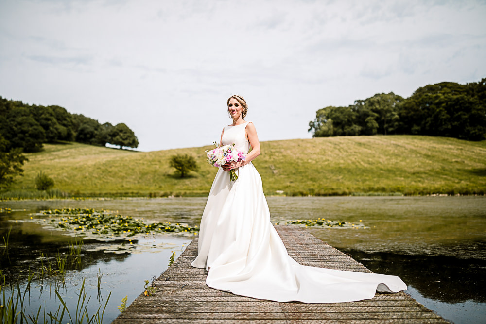 Bride Bridal Dress Gown Belt Pockets Skirt Full Train Coniston Hotel Wedding Hayley Baxter Photography