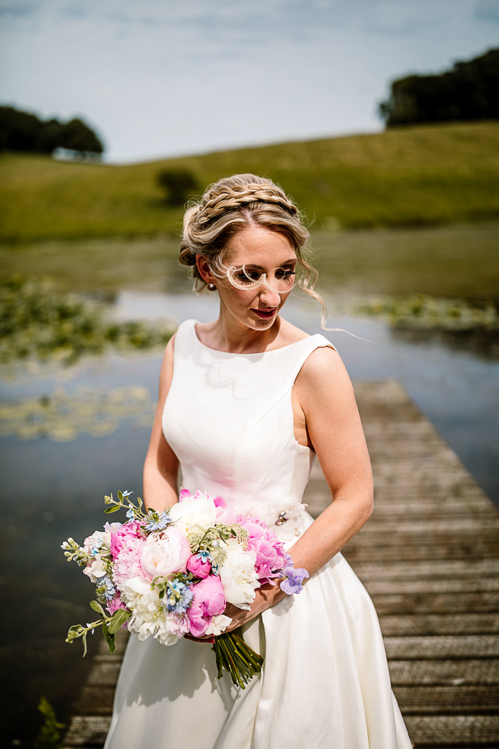 Bouquet Flowers Bride Bridal Pink Cream Peony Peonies Coniston Hotel Wedding Hayley Baxter Photography