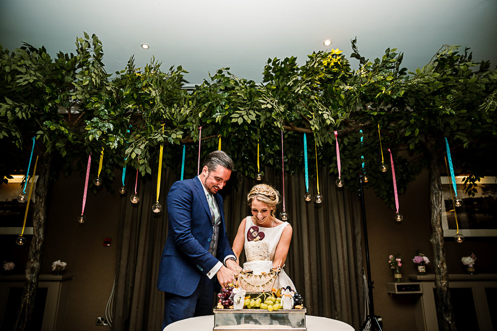 Top Table Backdrop Flower Installation Greenery Foliage Coniston Hotel Wedding Hayley Baxter Photography