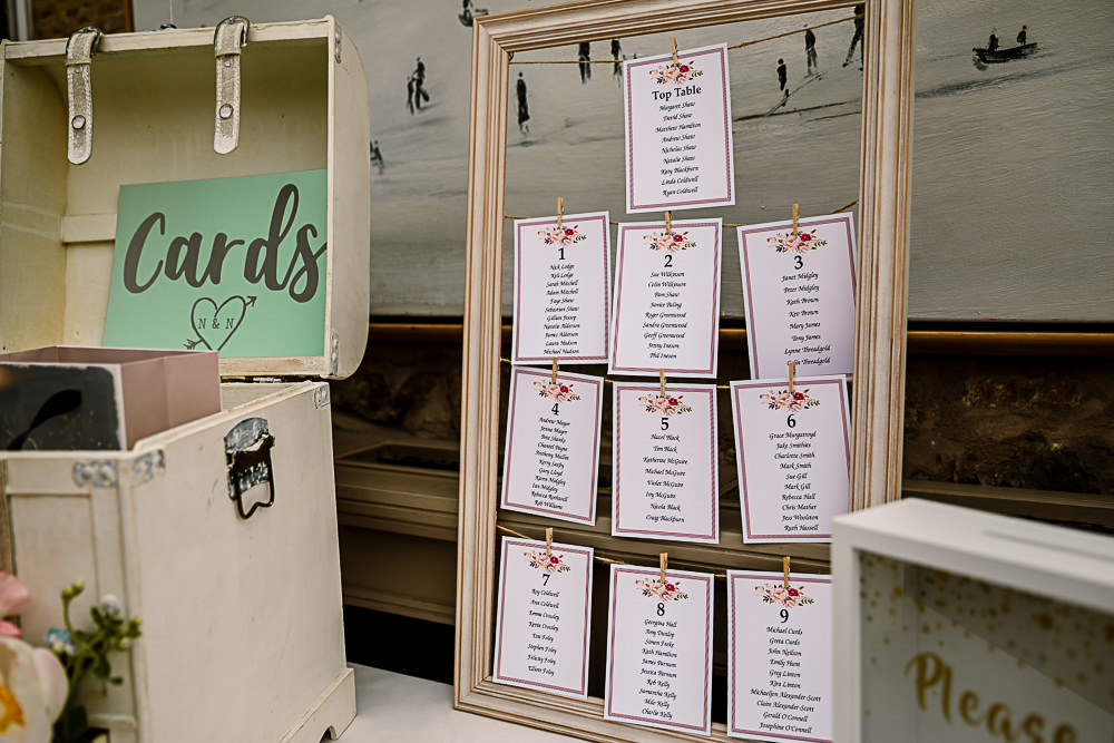 Seating Plan Table Chart Pegs Line Coniston Hotel Wedding Hayley Baxter Photography