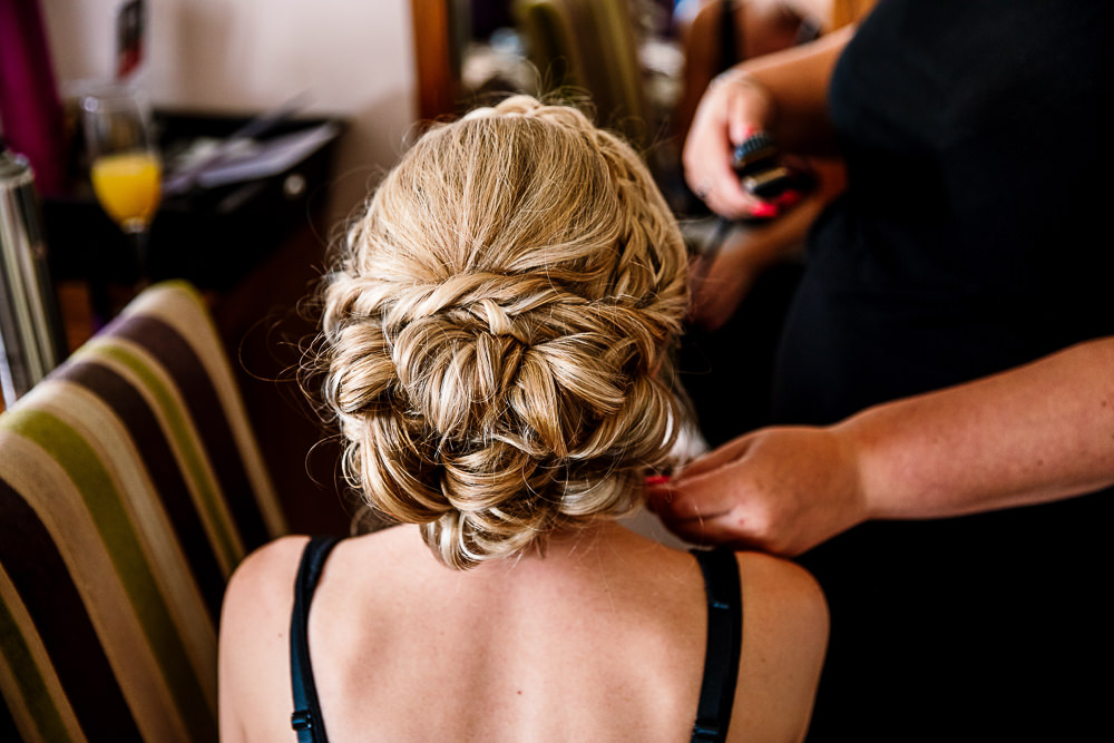 Bride Bridal Hair Style Up Do Pretty Plait Braid Coniston Hotel Wedding Hayley Baxter Photography