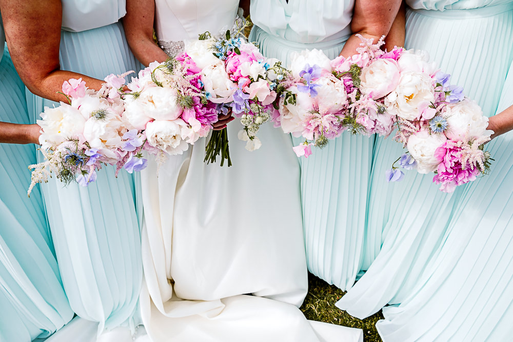 Bouquet Flowers Bride Bridal Pink Cream Peony Peonies Bridesmaids Coniston Hotel Wedding Hayley Baxter Photography
