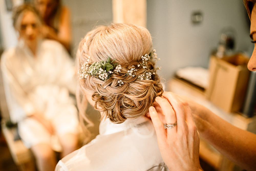 Bride Bridal Hair Up Do Plait Braid Gypsophila Crab and Lobster Wedding Hayley Baxter Photography
