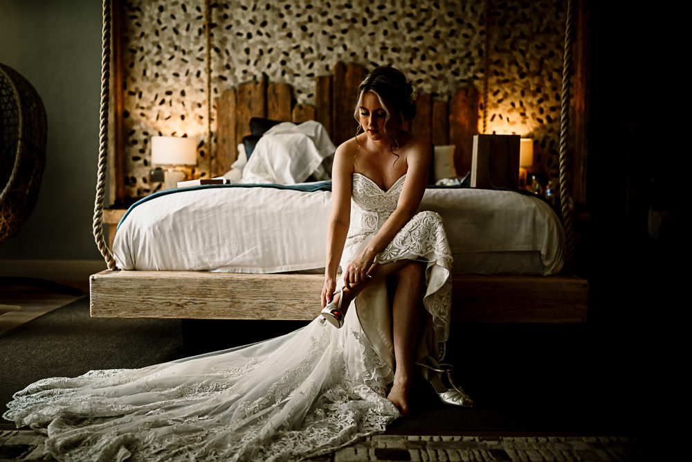 Bride Bridal Dress Gown Sweetheart Neckline Lace Crab and Lobster Wedding Hayley Baxter Photography