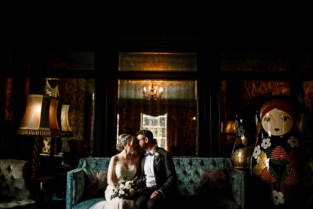 Bride Bridal Dress Gown Sweetheart Neckline Lace Braided Up Do Plait Bow Tie Groom Crab and Lobster Wedding Hayley Baxter Photography