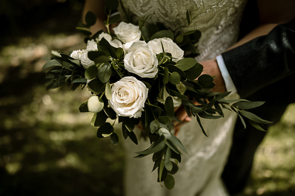 Greenery Eucalyptus White Rose Bouquet Bride Bridal Crab and Lobster Wedding Hayley Baxter Photography