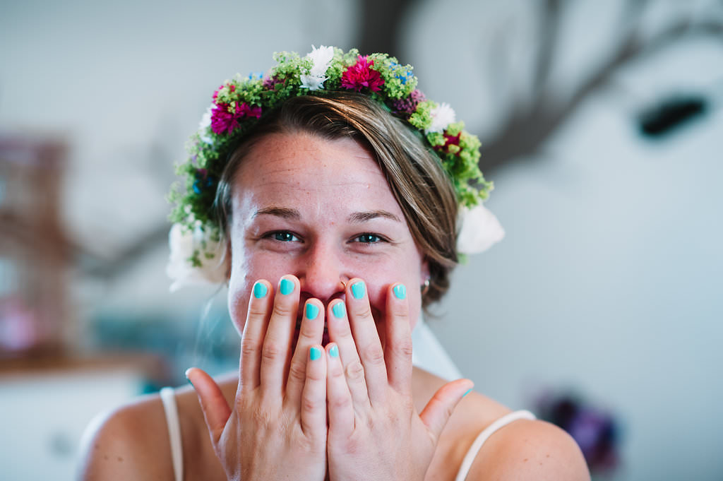 Nails Manicure Blue Bride Bridal Flower Crown Eco Friendly Wedding The Stag and the Doe