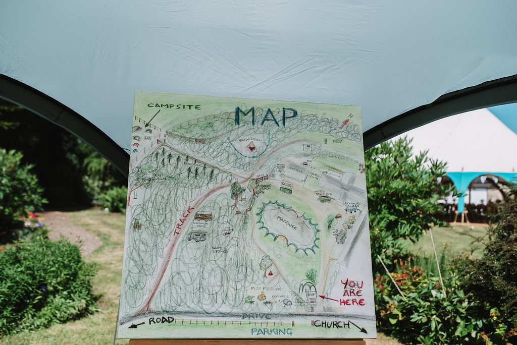 Illustrated Painted Map Sign Eco Friendly Wedding The Stag and the Doe