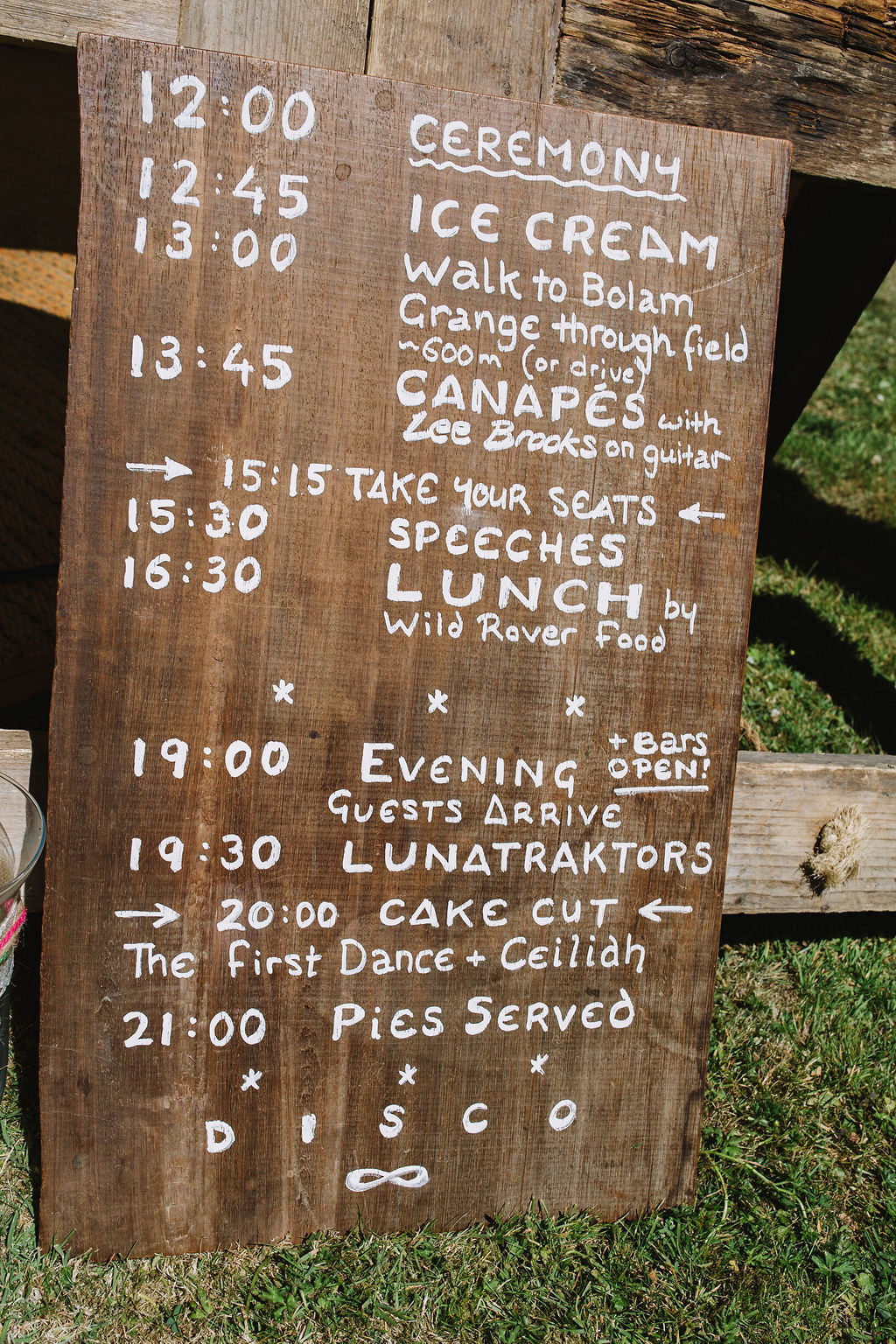 Wooden Sign Order Day Timings Eco Friendly Wedding The Stag and the Doe