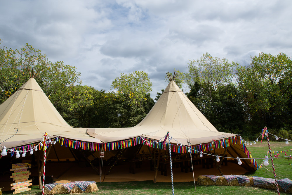 Tipi Tents Rag Bunting Paper Rainbow Colourful Multicolour Enchanted Garden Events Wedding Sharon Cooper Photography
