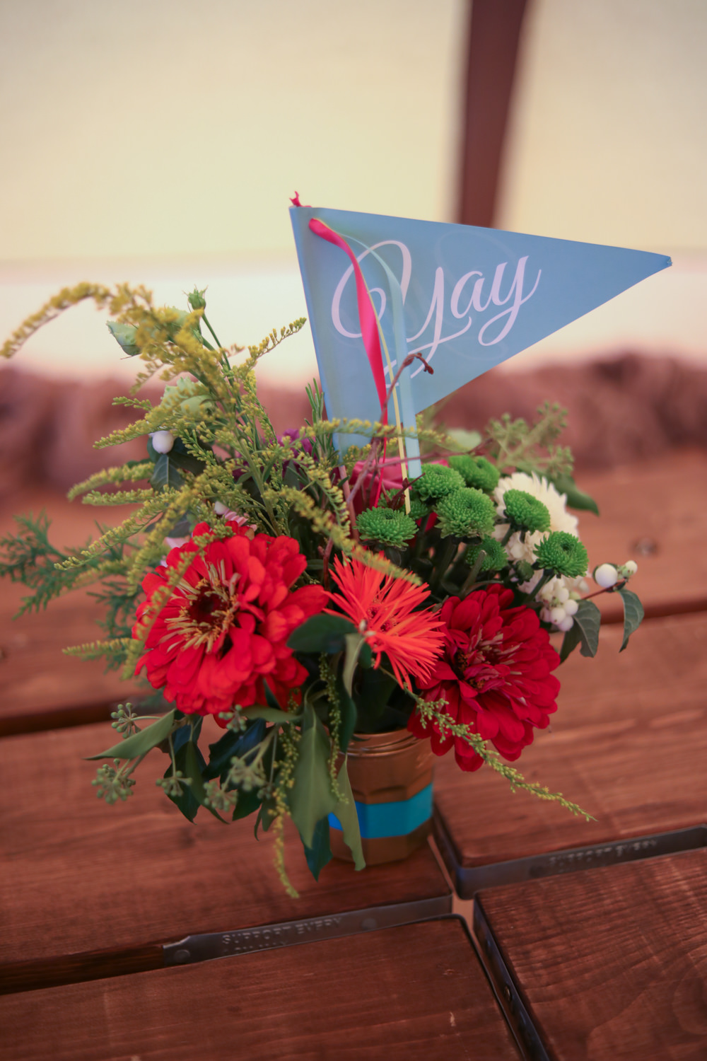 Flowers Centrepiece Decor Flag Table Name Number Gold Painted Unicorn Jars Enchanted Garden Events Wedding Sharon Cooper Photography