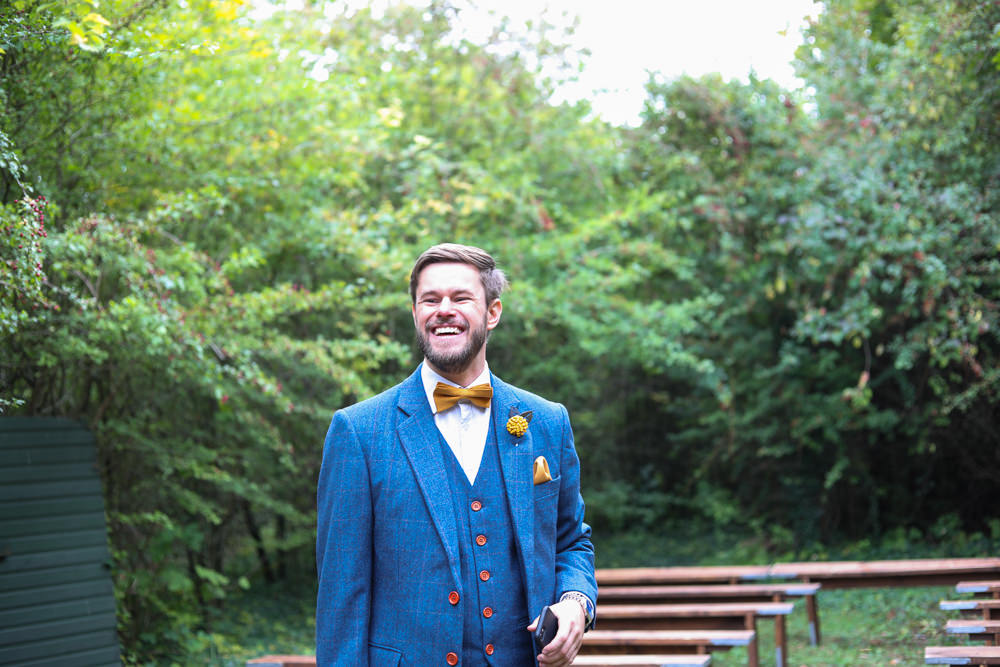 Groom Suit Blue Mustard Bow Tie Groomsmen Enchanted Garden Events Wedding Sharon Cooper Photography
