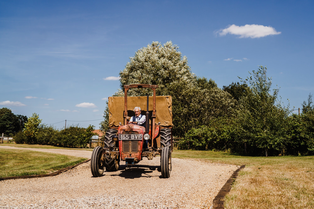 Tractor Trailer Transport Flowers Godwick Hall Wedding Rob Dodsworth Photography