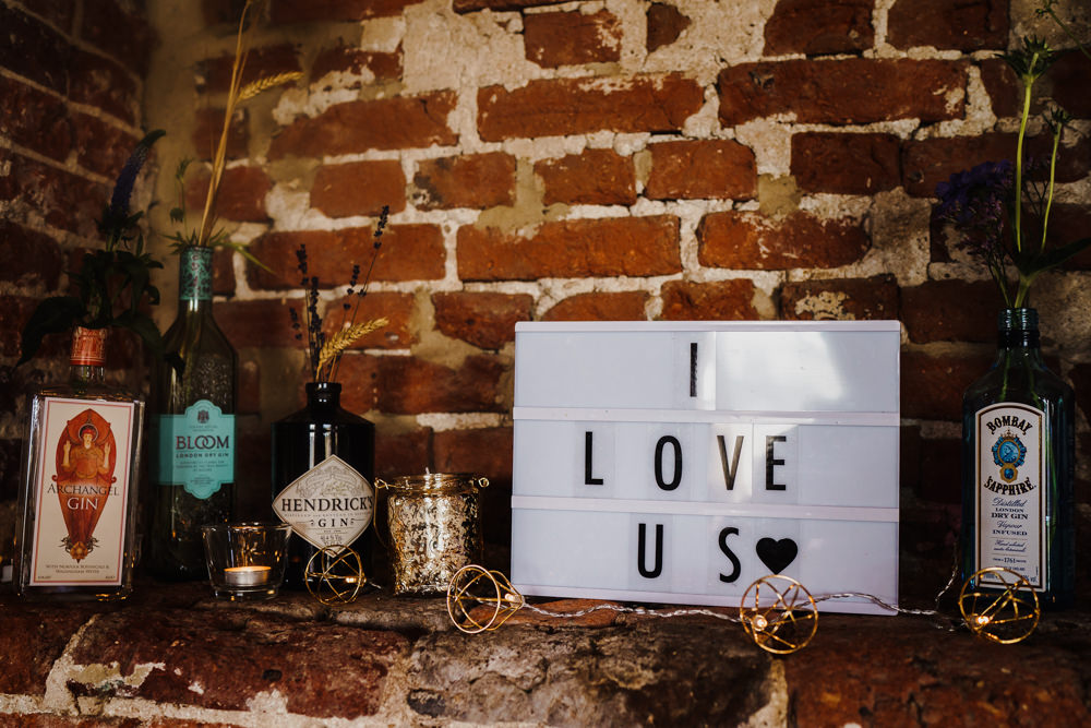 Love Quote Cinema Light Sign Godwick Hall Wedding Rob Dodsworth Photography