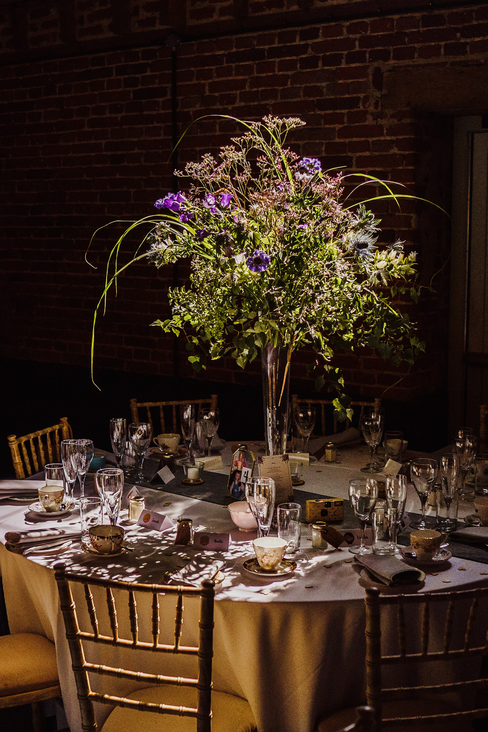 Table Centrepiece Flowers Decor Tall Wild Natural Greenery Godwick Hall Wedding Rob Dodsworth Photography